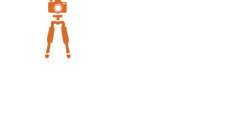 Capture & Close Real Estate Imagery Logo Orange camera icon on a white background, positioned on a tripod.
